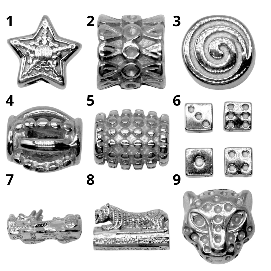 Lot de 10 breloques intercalaire acier inoxydable argenté (9 modèles disponible)