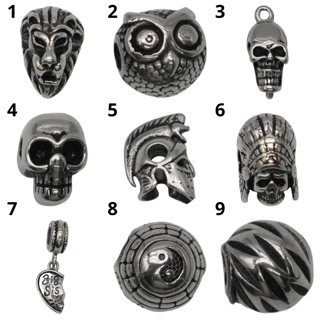 Lot de 10 breloques intercalaire acier inoxydable argenté (9 modèles disponible)