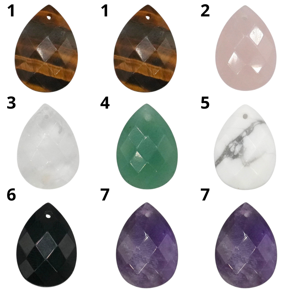 Pendentif goutte facettée 13x18x6 mm (7 pierres disponibles) (bélière non incluse) - Foliesbijoux