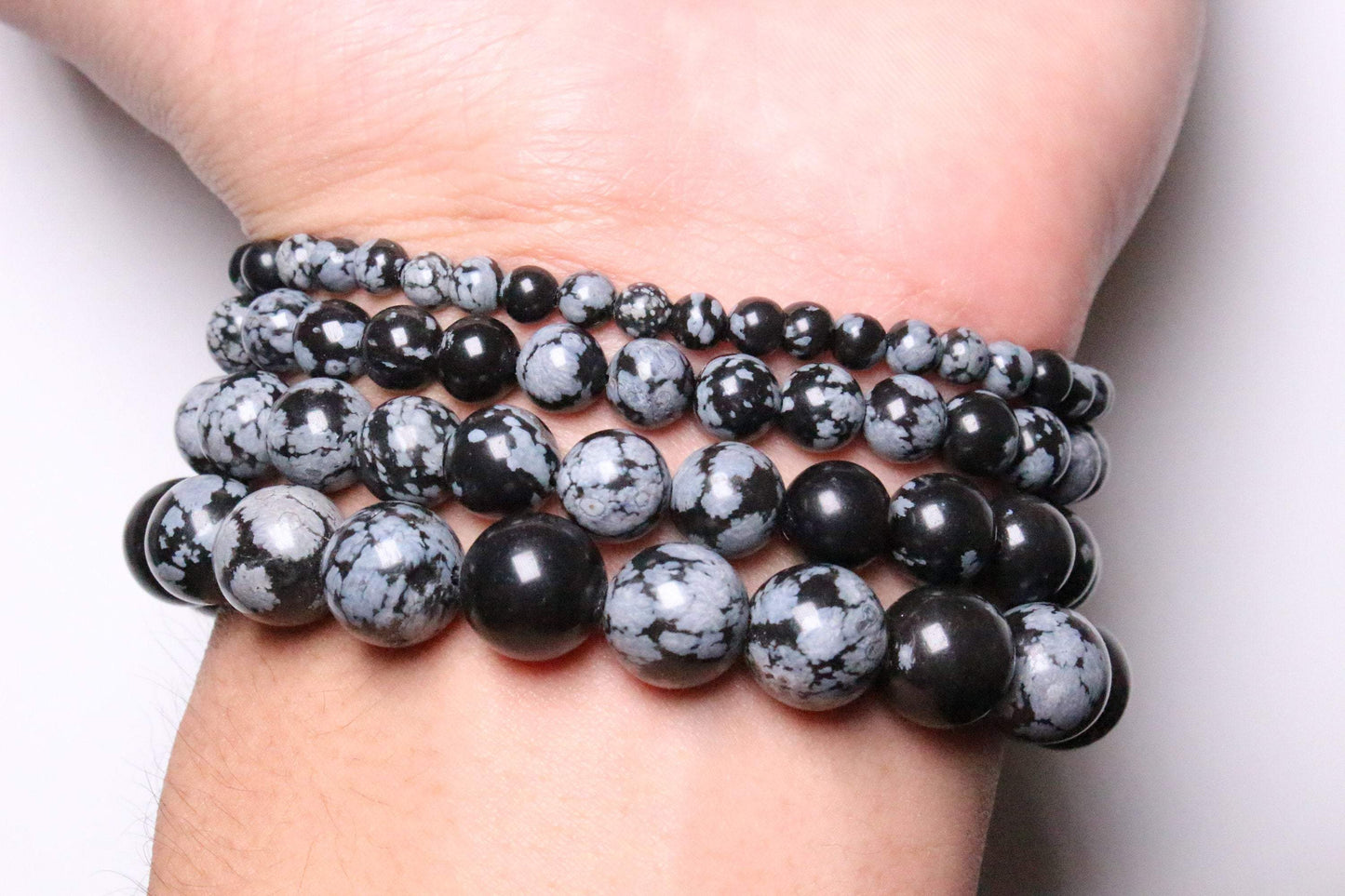 Bracelet Obsidienne Flocon de neige A - Foliesbijoux