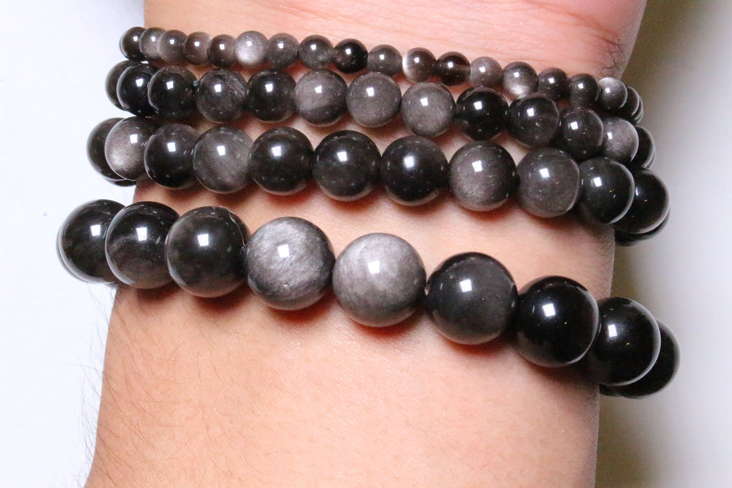 Bracelet Obsdienne argenté AA - Foliesbijoux