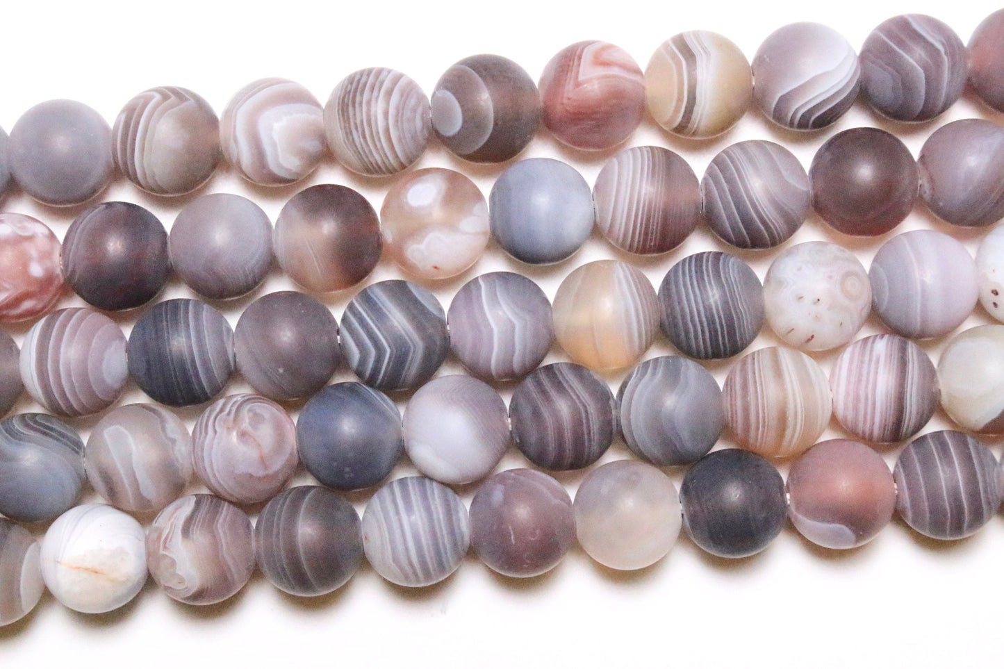 Perle Agate Botswana gris mat - Foliesbijoux