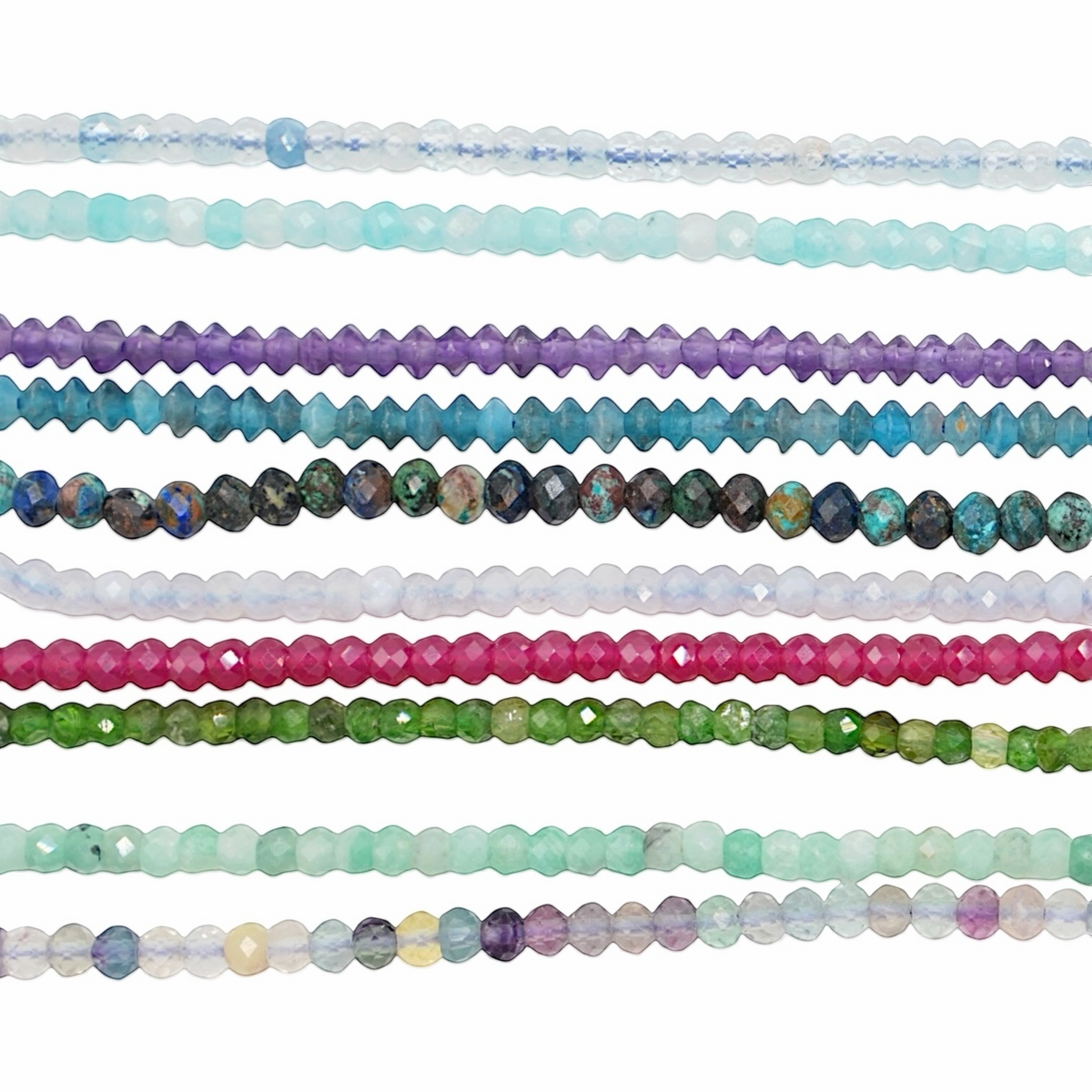 Fil de perles facettés 2x3 mm (29 pierres disponible) NEW