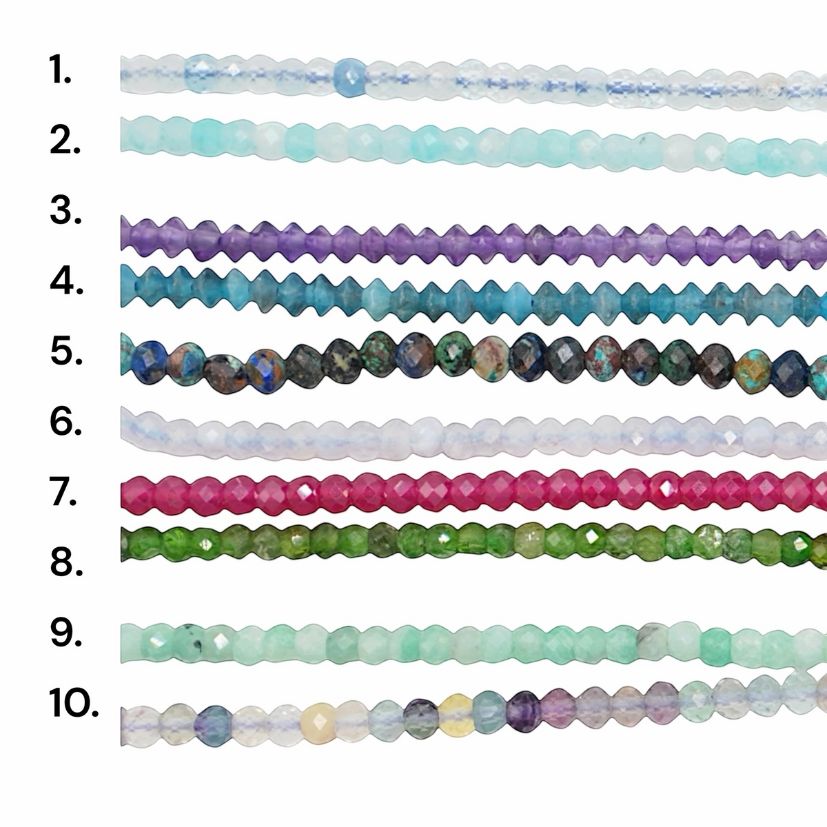 Fil de perles facettés 2x3 mm (29 pierres disponible) NEW