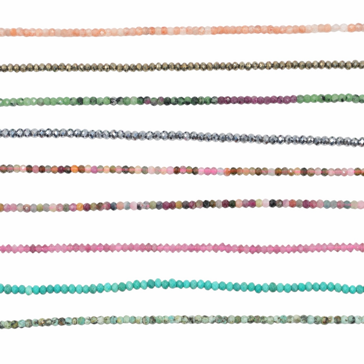 Fil de perles facettés 2x3 mm (29 pierres disponible) NEW