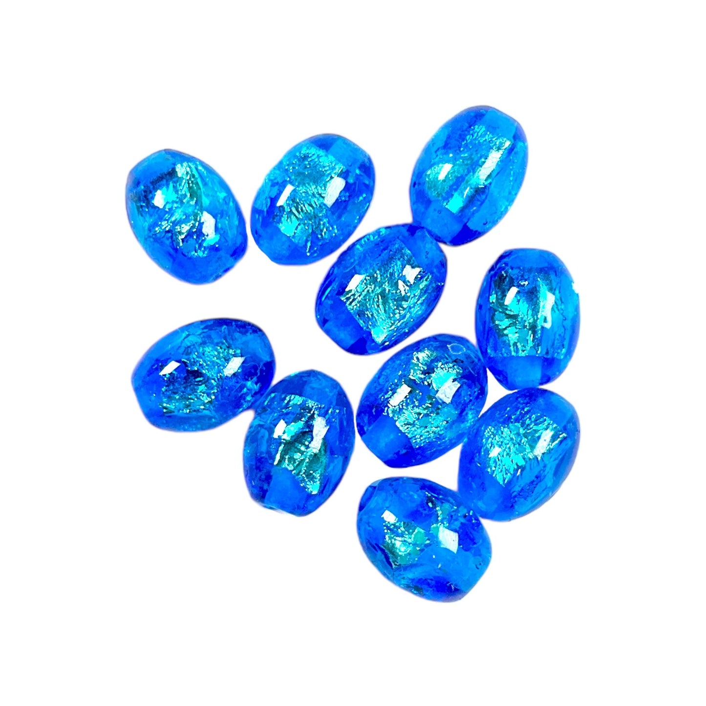 10 perles de verre phosphorescente bleu claire 10 x 8 mm #13 - Foliesbijoux