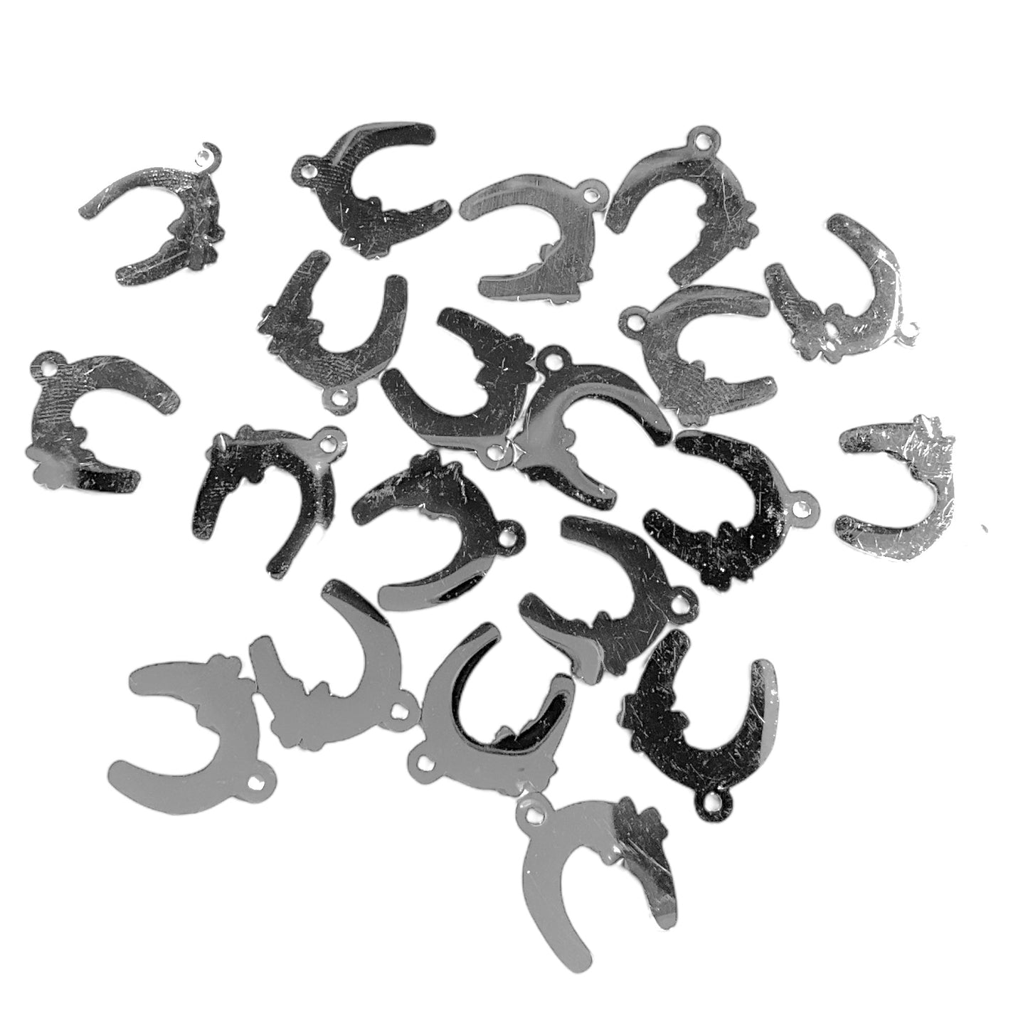 20 Breloques fer de cheval acier inoxydable argenté - Foliesbijoux
