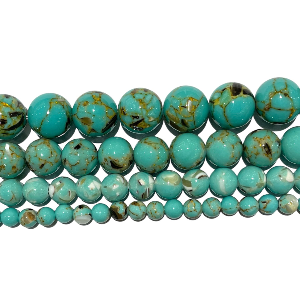 Fil de perle Howlite coquillage turquoise teinté - Foliesbijoux