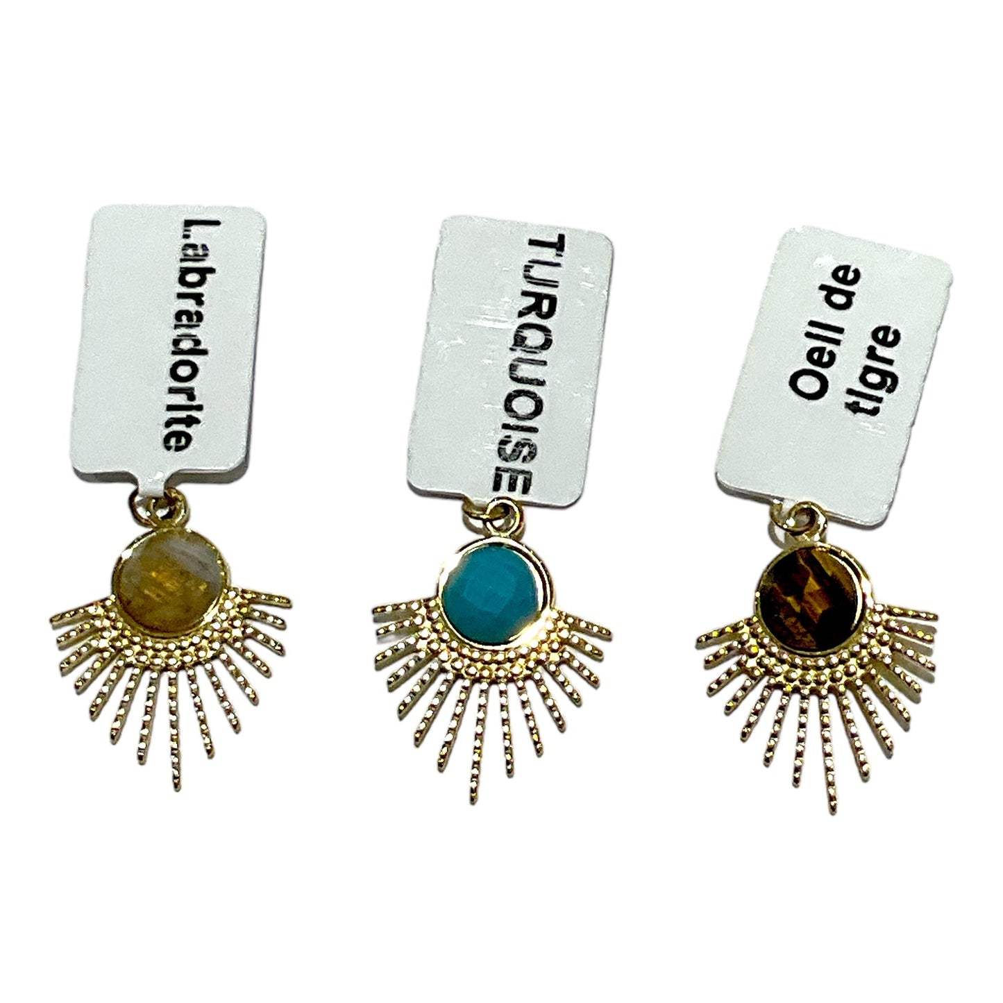 Pendentif en pierre & acier inoxydable #9 - Foliesbijoux