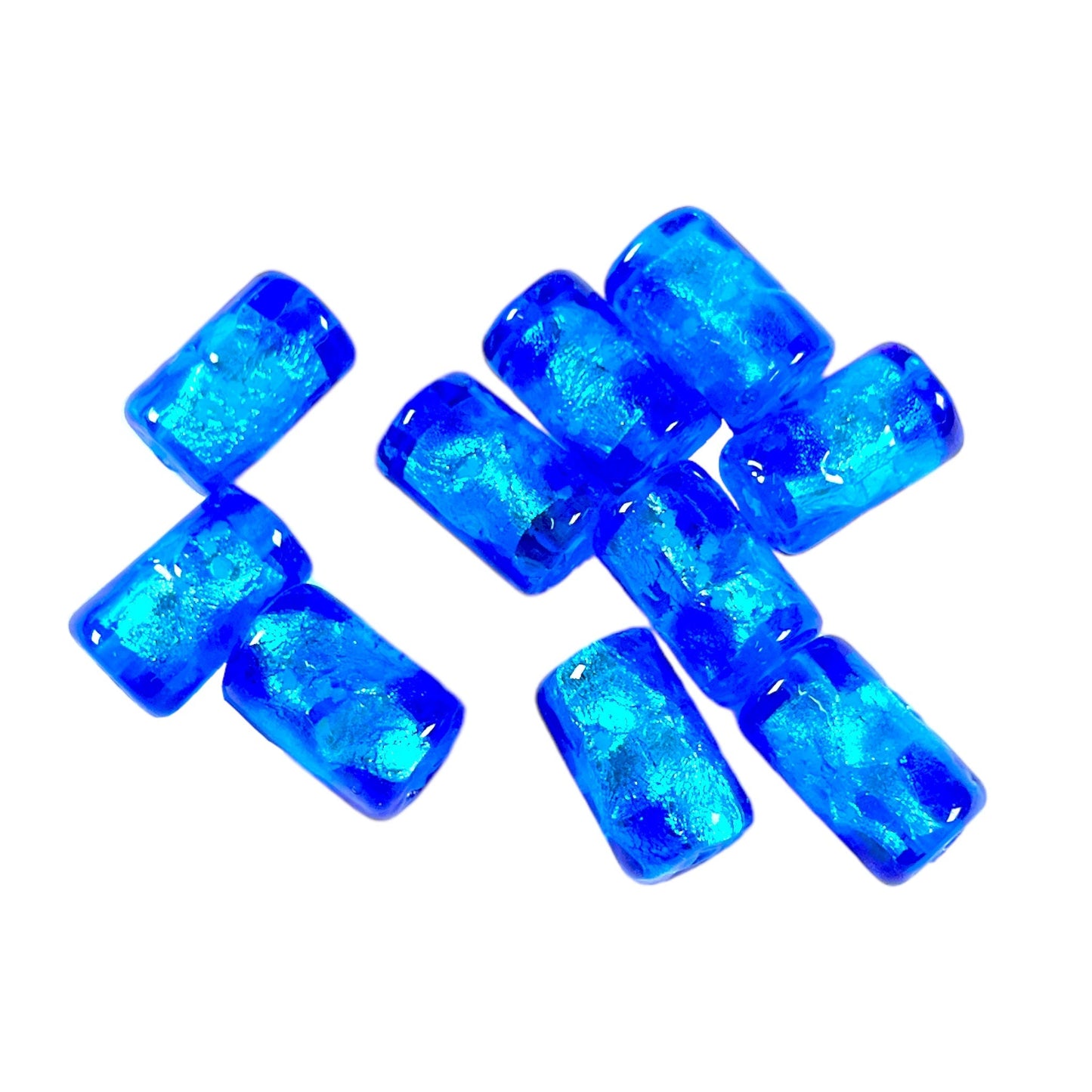 10 perles de verre phosphorescente bleu claire 12 x 8 mm #14 - Foliesbijoux