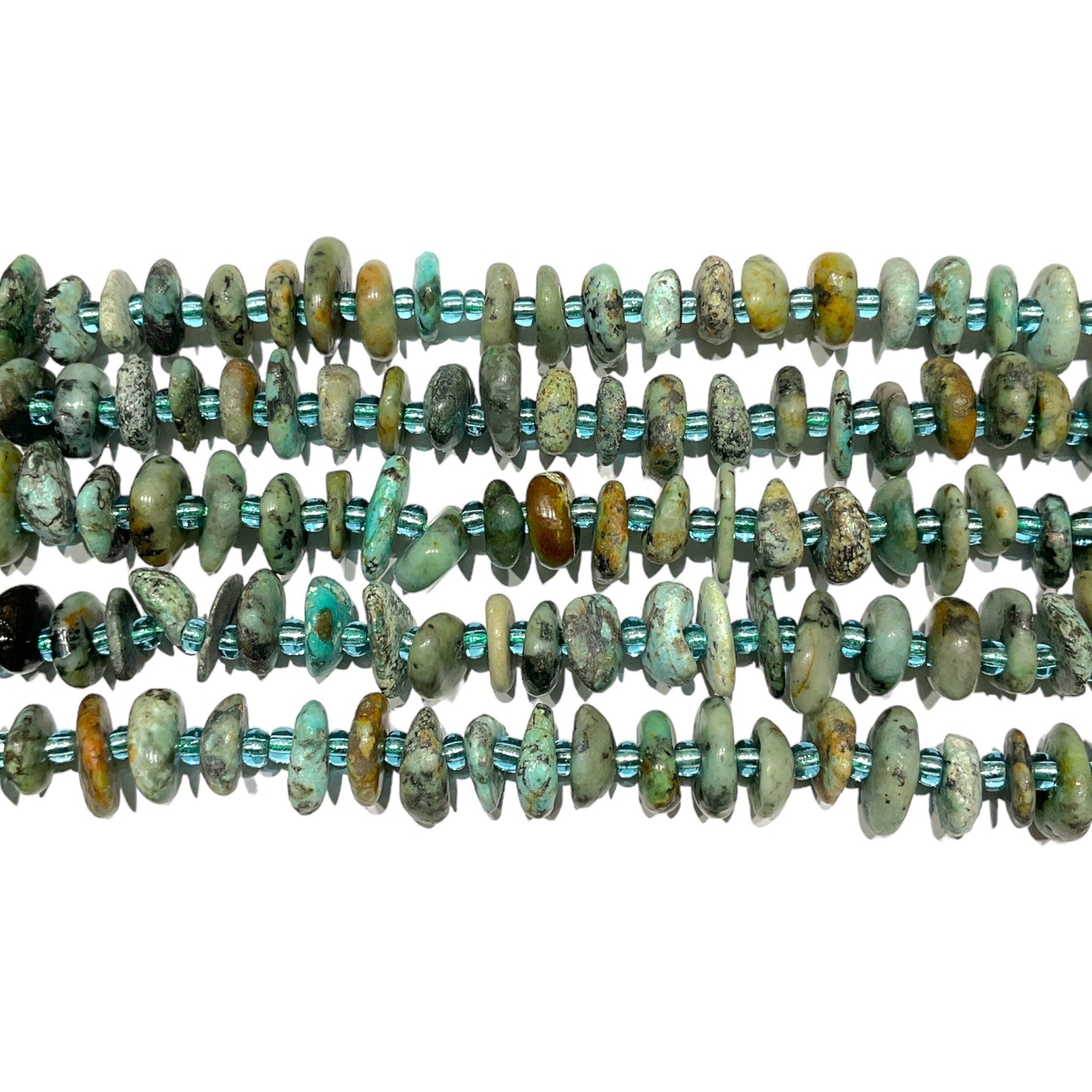 Fil de pierre baroque Turquoise d’Afrique 5 x 12 mm - Foliesbijoux