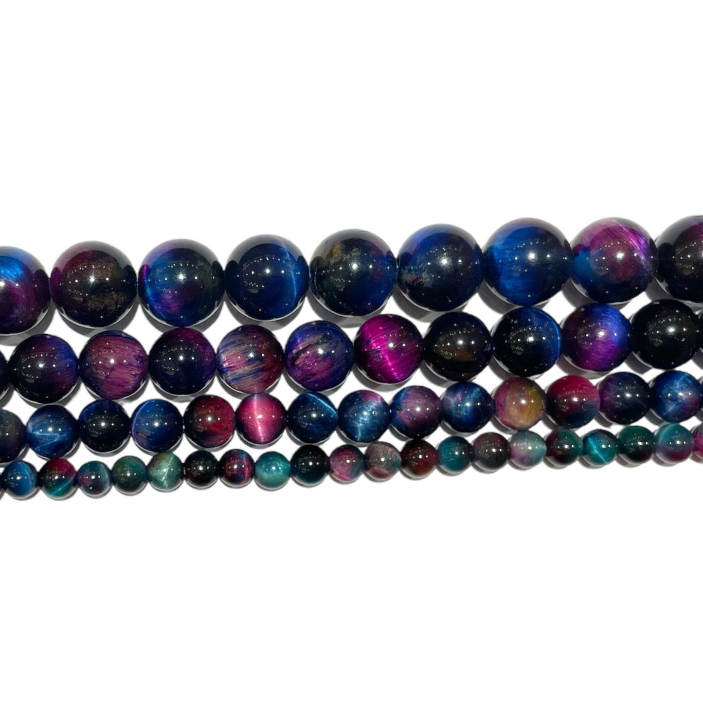 Fil de perle oeil de tigre bleu rose chauffé AA - Foliesbijoux