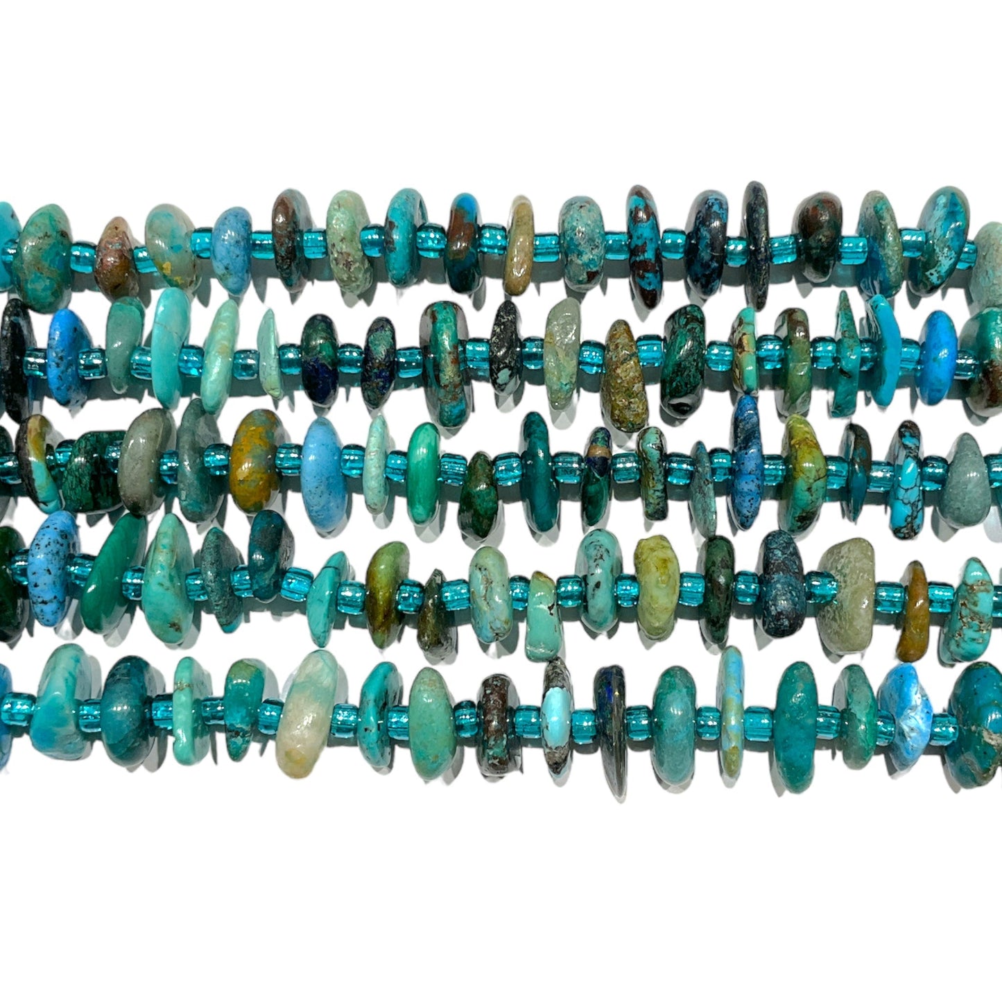 Fil de pierre baroque Chrysocolle lapis 5 x 12 mm - Foliesbijoux