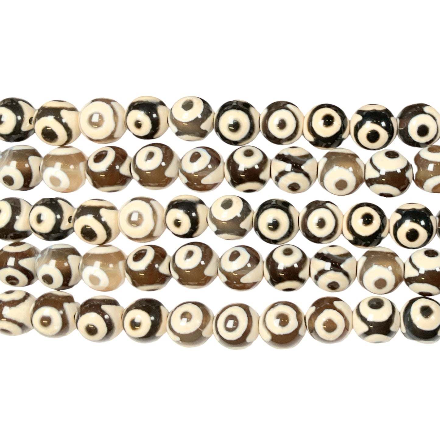 Fil de perle Agate du Tibet Dzi 8mm #12 - Foliesbijoux