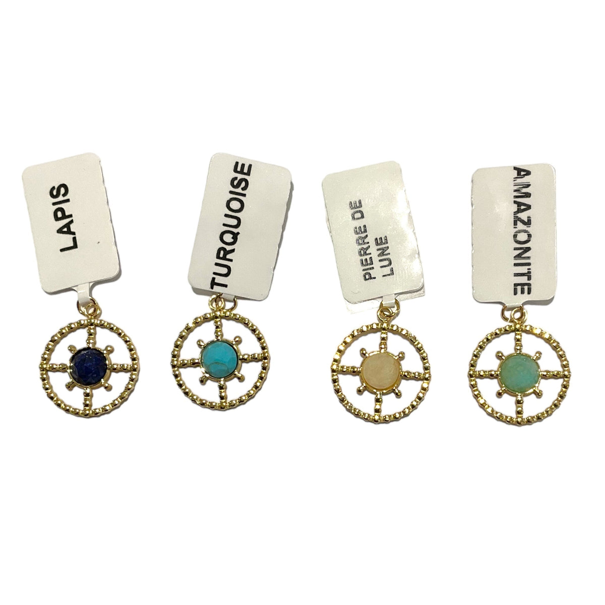 Pendentif forme ronde en pierre & acier inoxydable #4 - Foliesbijoux