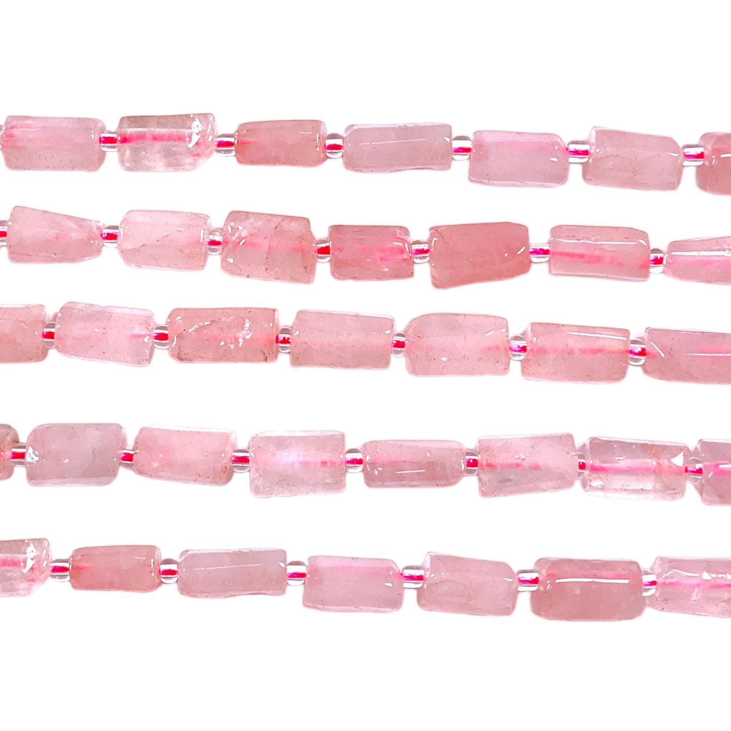 Fil Quartz rose en rectangle 8x12mm - Foliesbijoux