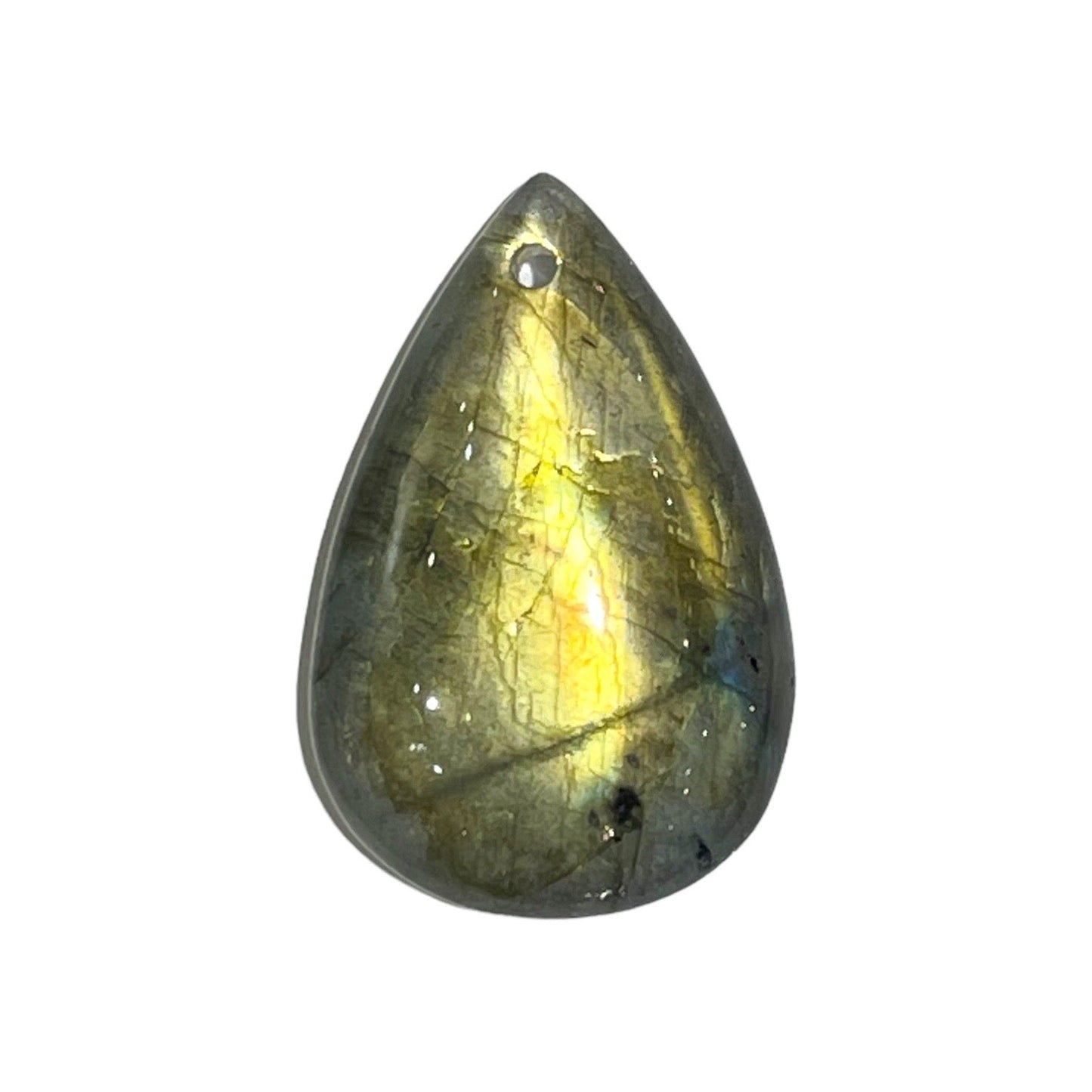 Pendentif Labradorite goutte plate à l'arrière et bombé à l'avant & percé devant - Foliesbijoux