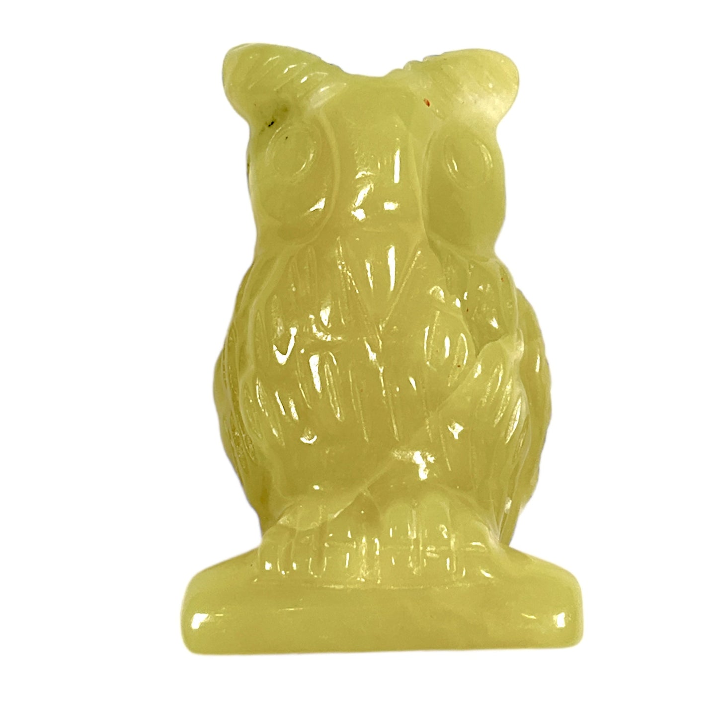 Figurine Hibou en Jade citron - Foliesbijoux