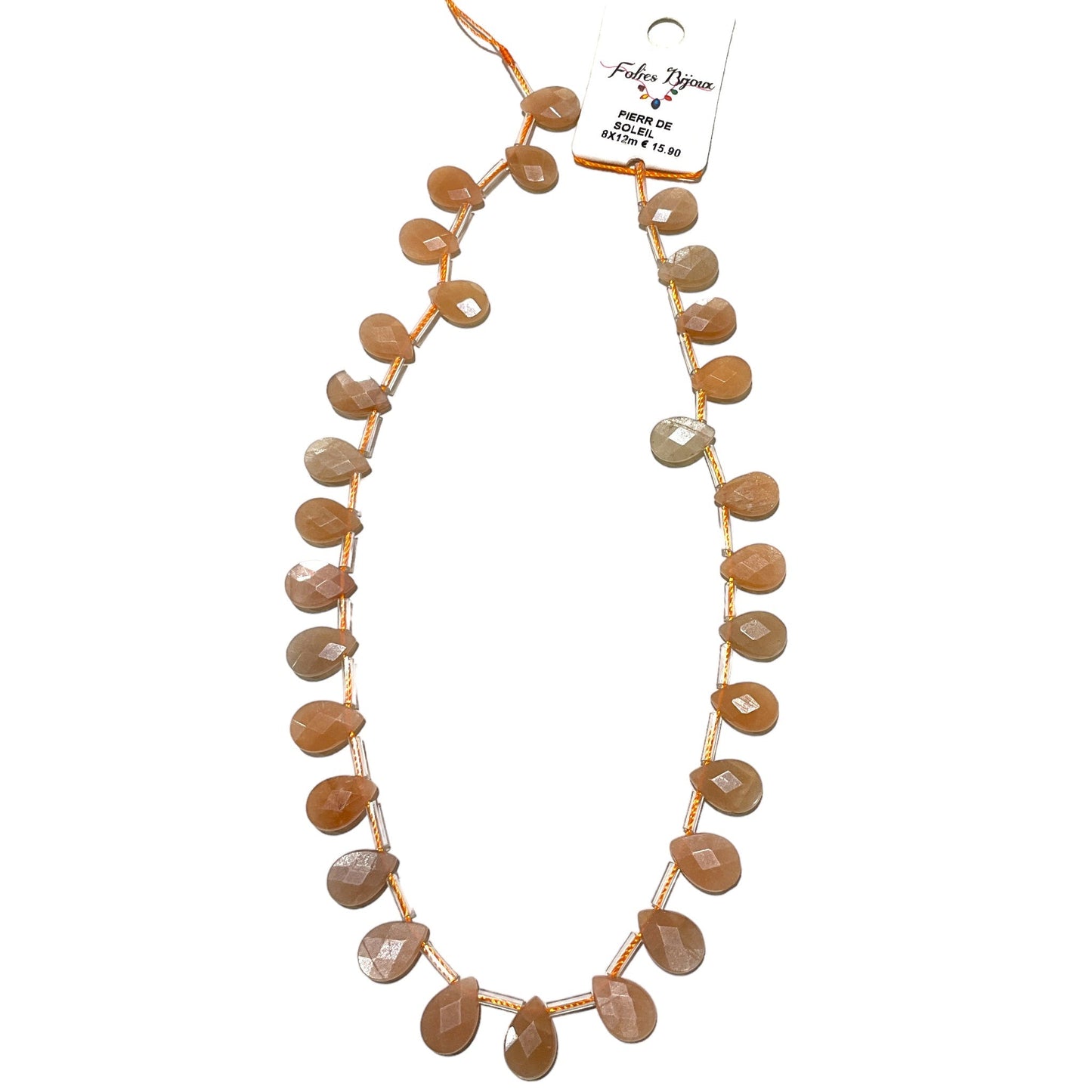 32 petits pendentifs Pierre de soleil goutte facetté plate - Foliesbijoux