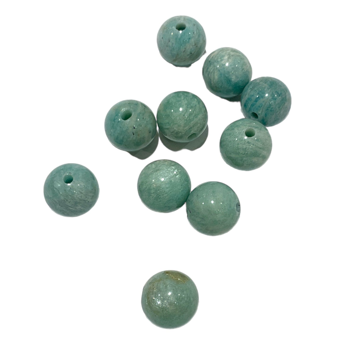 Lot de 10 perles Amazonite – Trou de 1,5 mm - Foliesbijoux