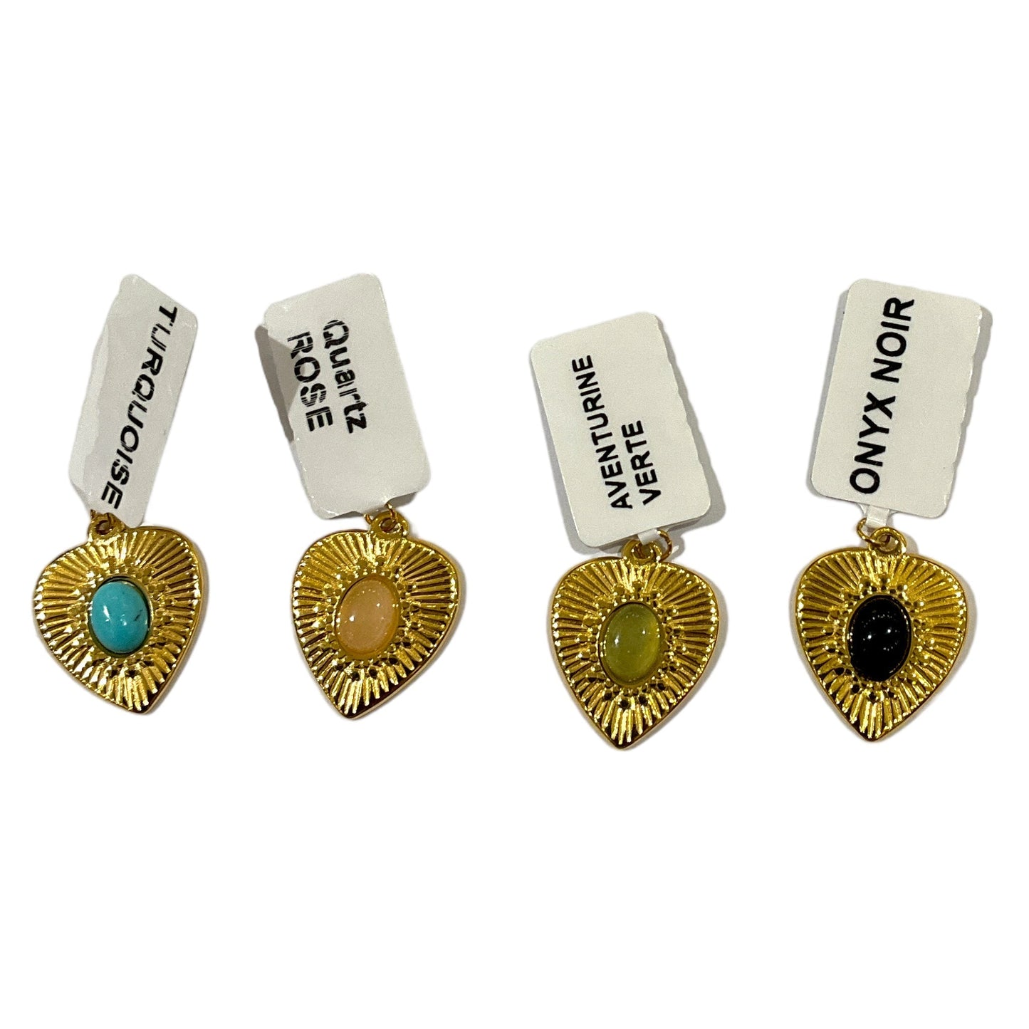 Pendentif en pierre & acier inoxydable #7 - Foliesbijoux