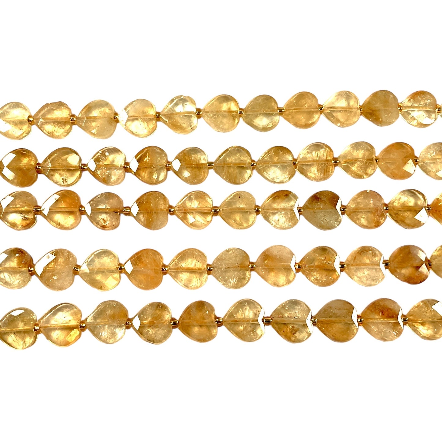 Fil de coeur facetté en Citrine chauffée chauffée 12mm - Foliesbijoux