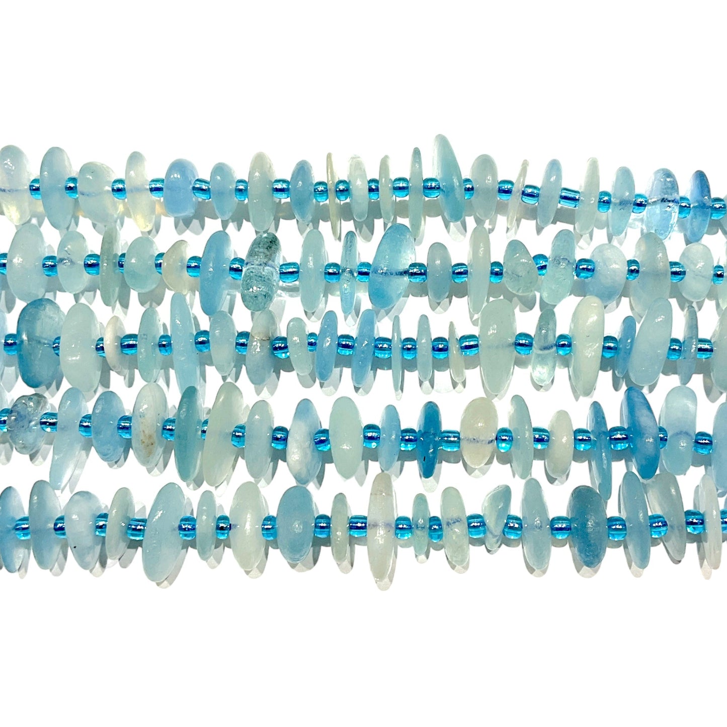 Fil de pierre baroque aigue marine 5 x 12 mm - Foliesbijoux