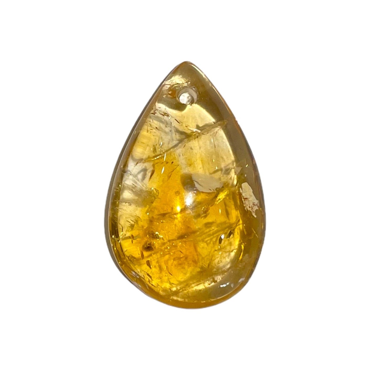 Pendentif Citrine chauffée goutte plate percé devant - Foliesbijoux