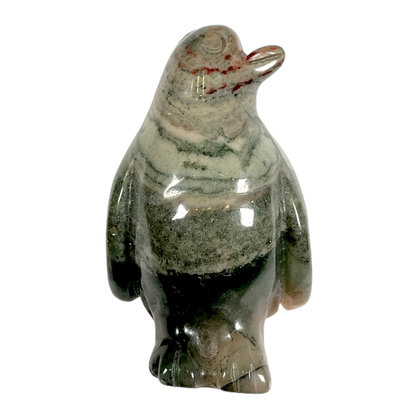 Figurine de pingouin en Jaspe héliotrope - Foliesbijoux