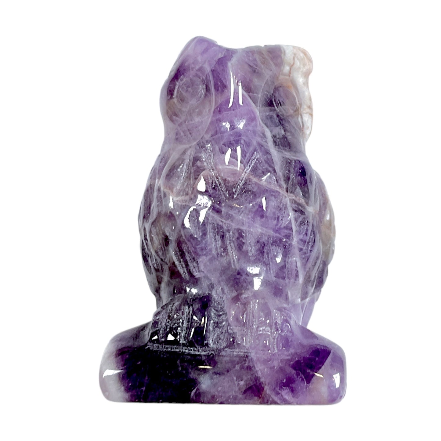 Figurine Hibou en Améthyste chevron - Foliesbijoux