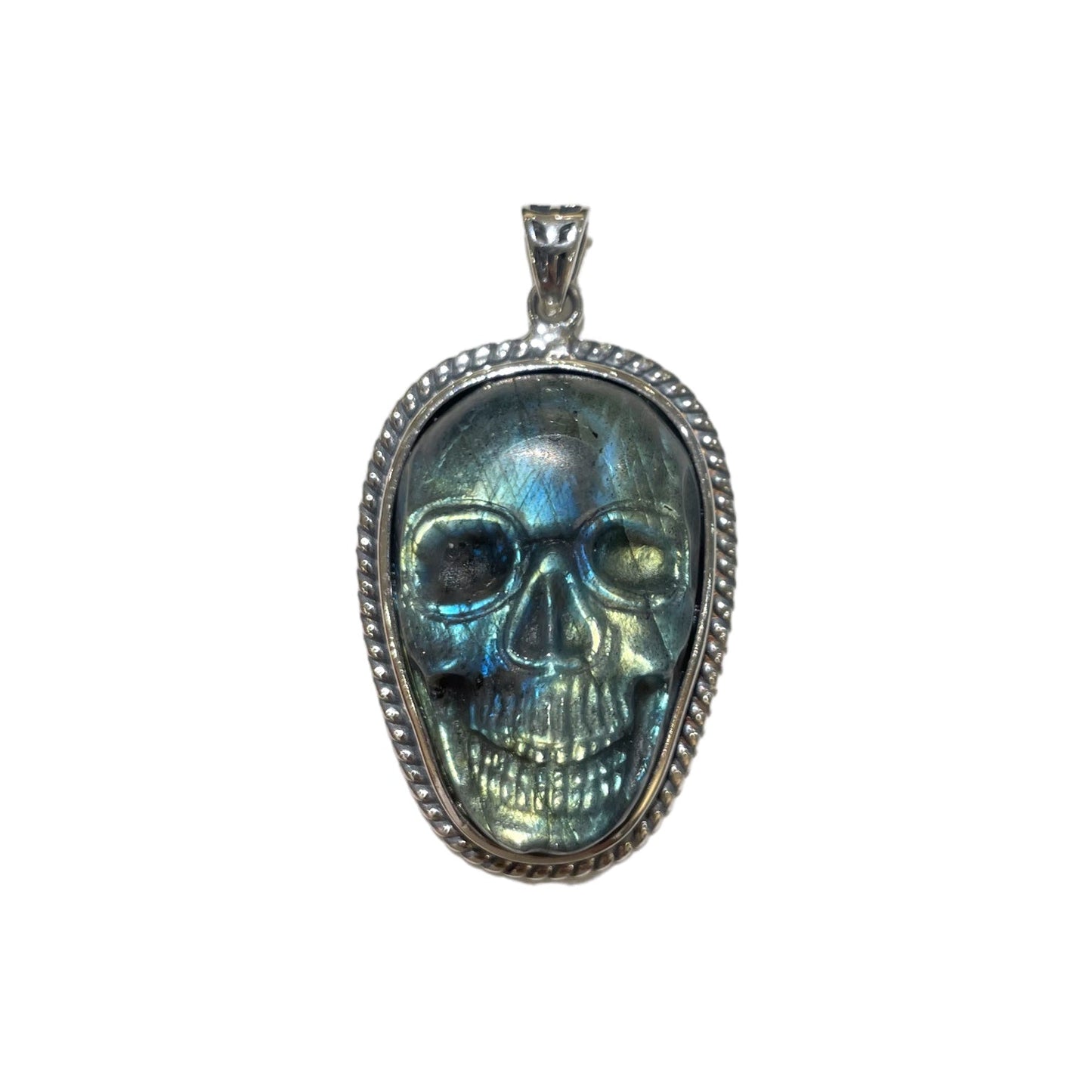 Pendentif plat Labradorite argent 925 3.5cm x 2cm - Foliesbijoux