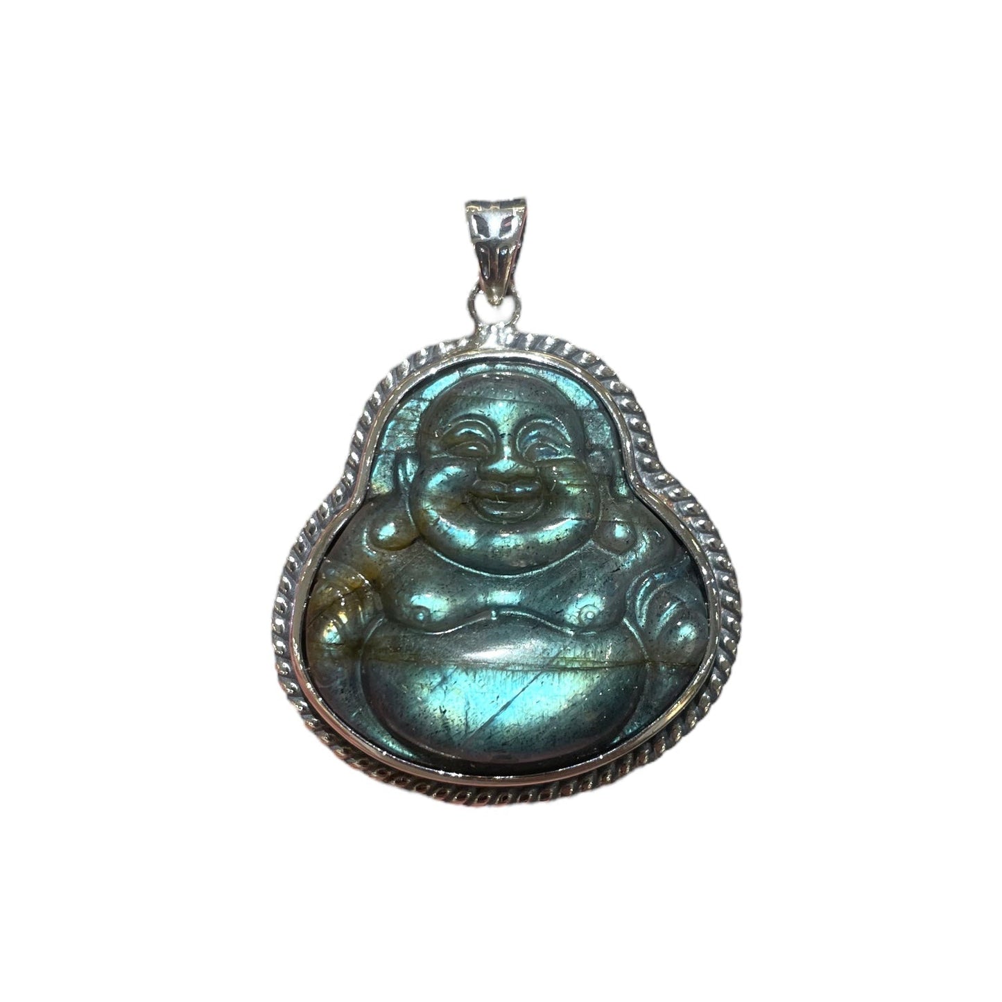 Pendentif plat Labradorite argent 925 3cm x 3cm - Foliesbijoux