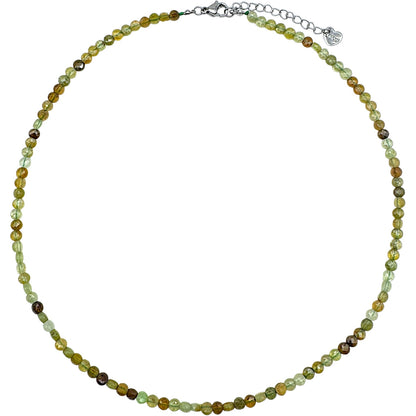 Collier Grenat vert rond plat 4mm acier inoxydable doré/argenté