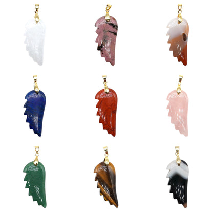 Pendentif aile d’ange 20x43x8 mm (12 pierres disponible) (bélière doré ou argenté incluse)