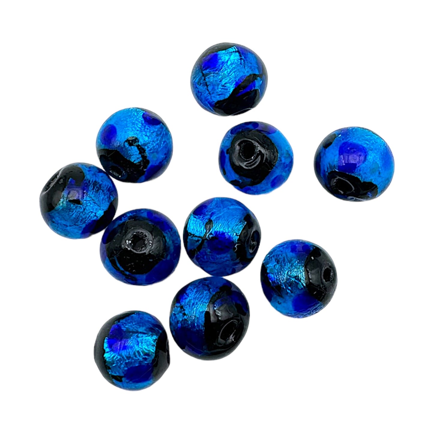 10 perles de verre phosphorescente bleue #4