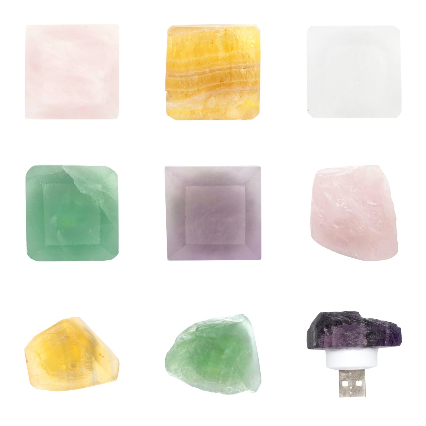 Lampe de nuit/ Veilleuse en pierre naturelle (5 pierres disponible) — Alimentation USB-A