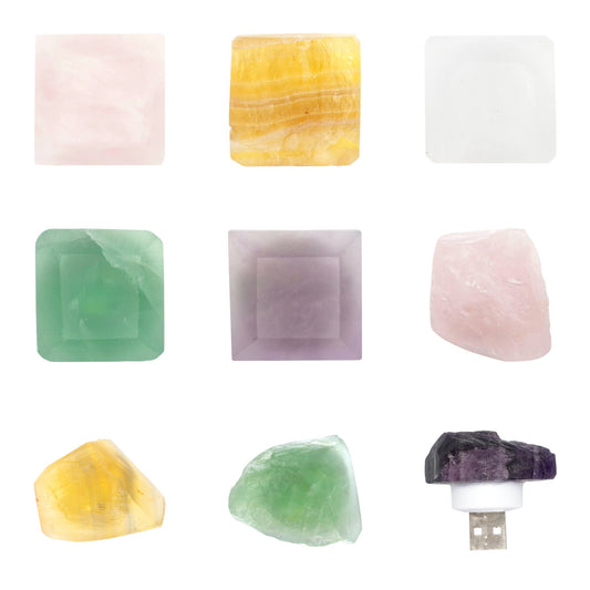 Lampe de nuit/ Veilleuse en pierre naturelle (5 pierres disponible) — Alimentation USB-A