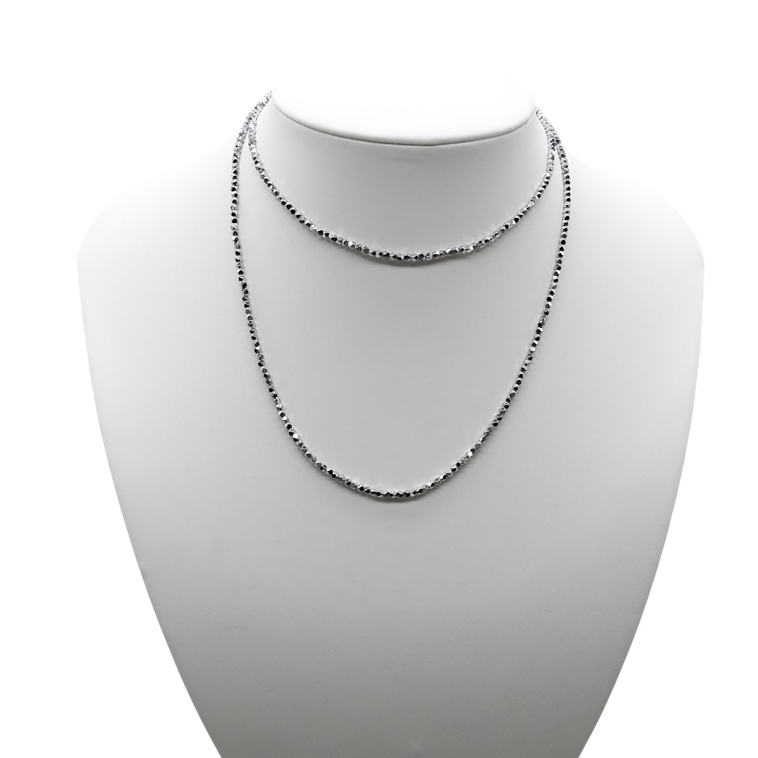Collier sautoir 70 cm avec fermoir Hématite electroplaquée argenté 2 mm CHA-12 - Foliesbijoux