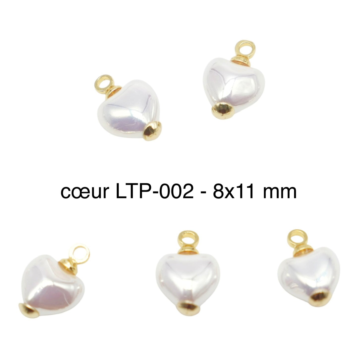 5 Breloques/Pendentifs Perles de Nacre irisée – Finition Laiton Double Rhodié (11 formes disponibles)