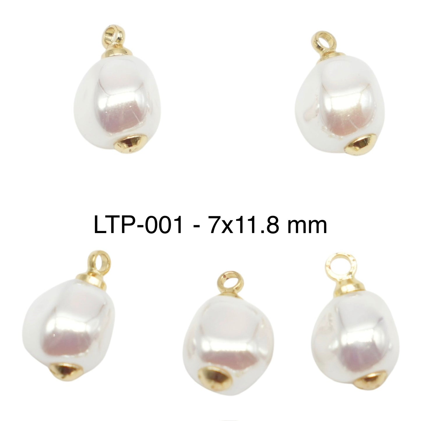 5 Breloques/Pendentifs Perles de Nacre irisée – Finition Laiton Double Rhodié (11 formes disponibles)