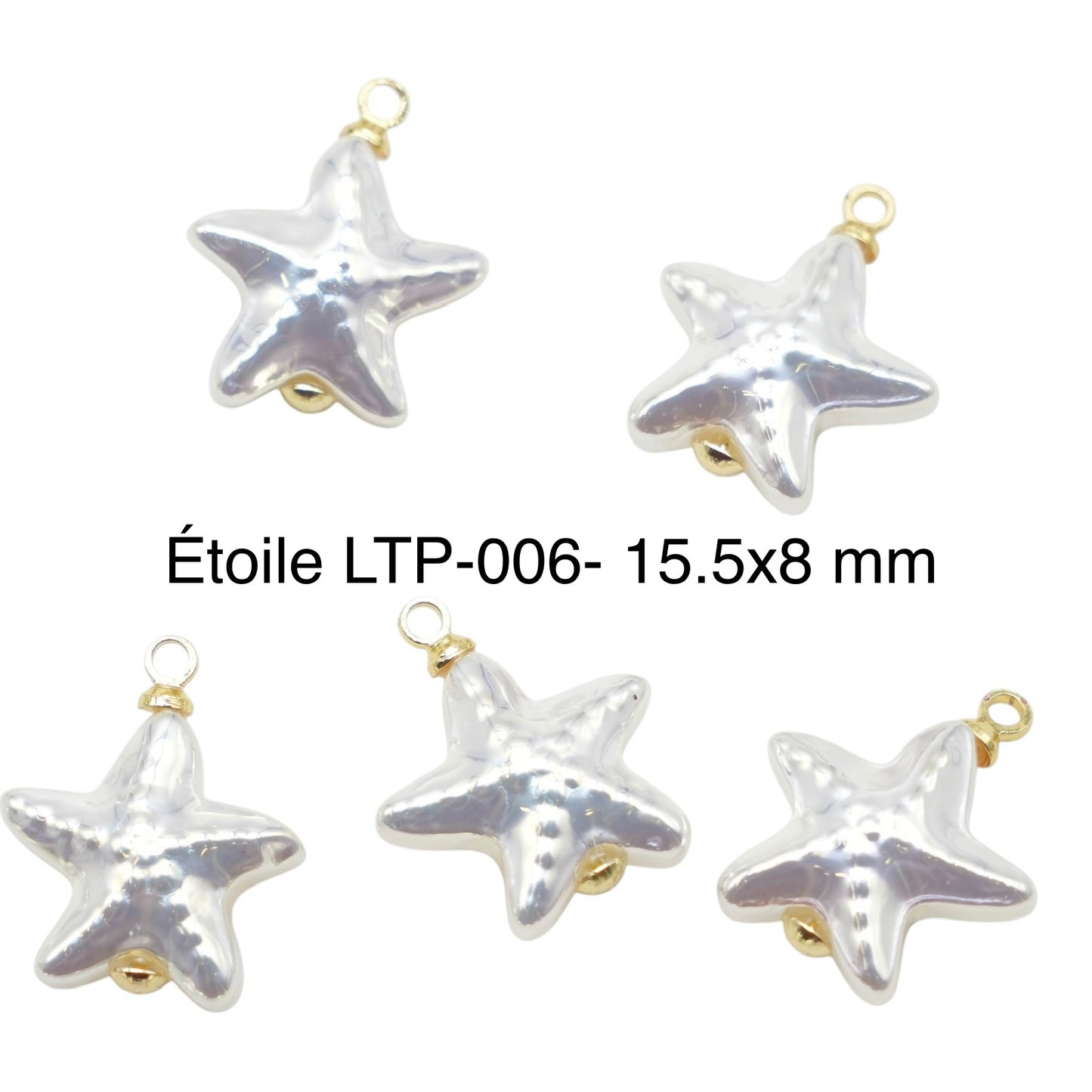 5 Breloques/Pendentifs Perles de Nacre irisée – Finition Laiton Double Rhodié (11 formes disponibles)