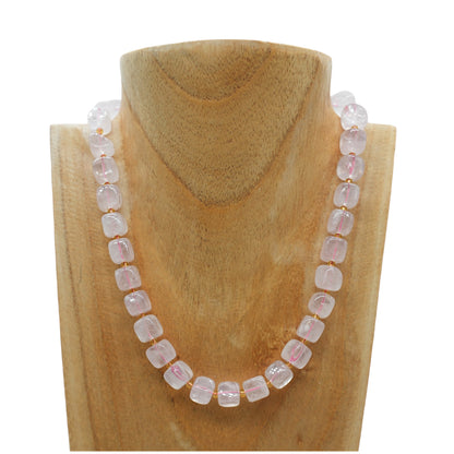 Collier ras de cou 42 cm 10 mm cubique boué acier inoxydable dorée (7 pierres disponibles)