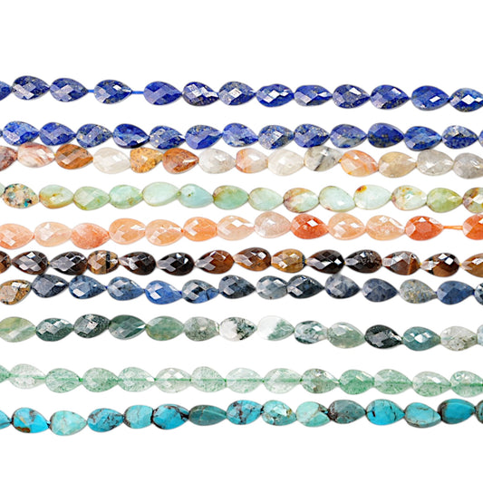 Fil de perle en feuille facetté 4x6 mm (22 pierres disponible) — Référence F3