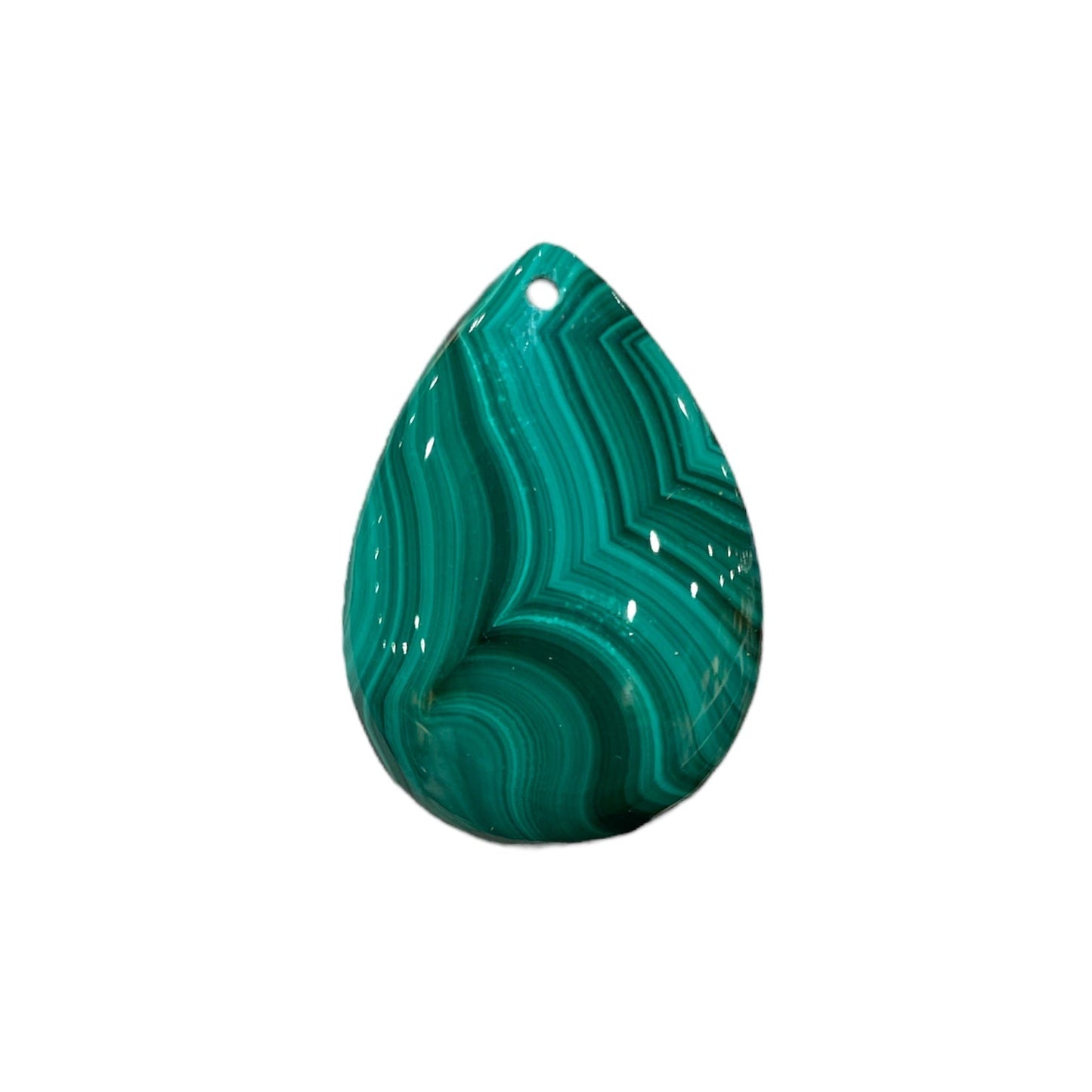 Pendentif plat en Malachite percé devant