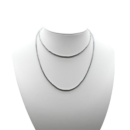 Collier sautoir 70 cm Hématite electroplaquée argenté 3mm CHA-1