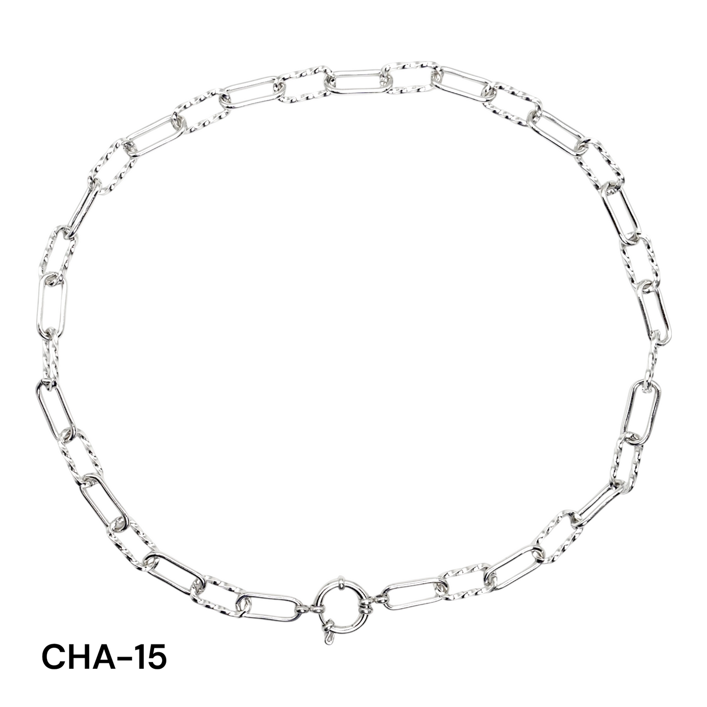 Chaîne de collier fermoir boué en acier inoxydable argenté référence CHA (5 modèles disponible) (Pendentif non inclus)