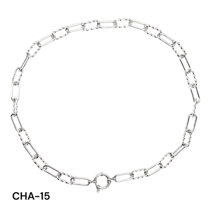 Chaîne de collier fermoir boué en acier inoxydable argenté référence CHA (5 modèles disponible) (Pendentif non inclus)