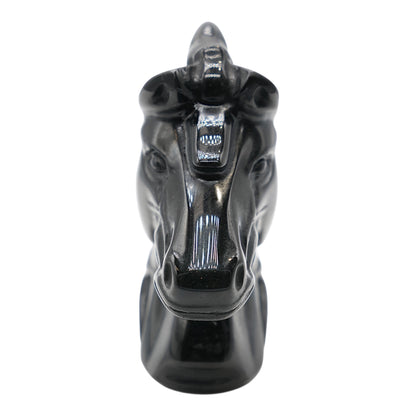 Figurine tête de cheval sculptée Obsidienne noire 10x10x4 cm