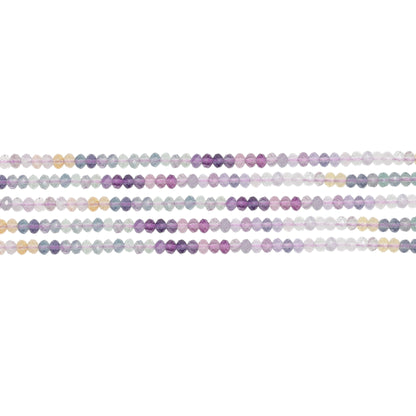 Fil de perles rondelles facettées Fluorite multicolore 3x4 mm