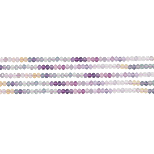 Fil de perles rondelles facettées Fluorite multicolore 3x4 mm